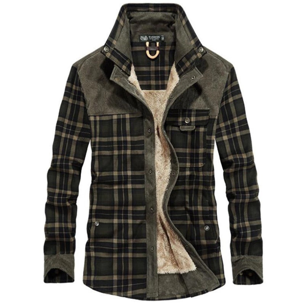 Warm Plaid Shirt Jacket for Men