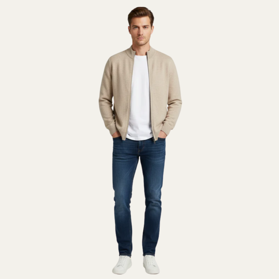 Men's Warm Zip Up Knitted Jacket Cardigan