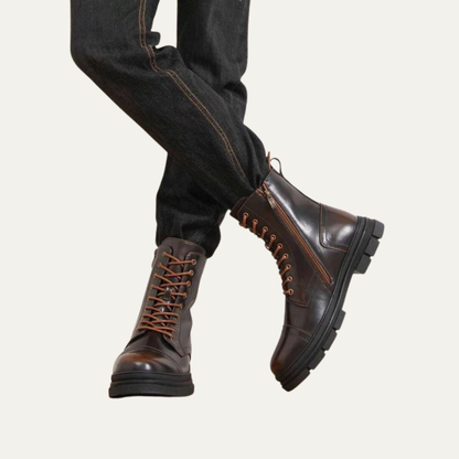 Men's Black Lace Up Ankle Boots with Side Zip