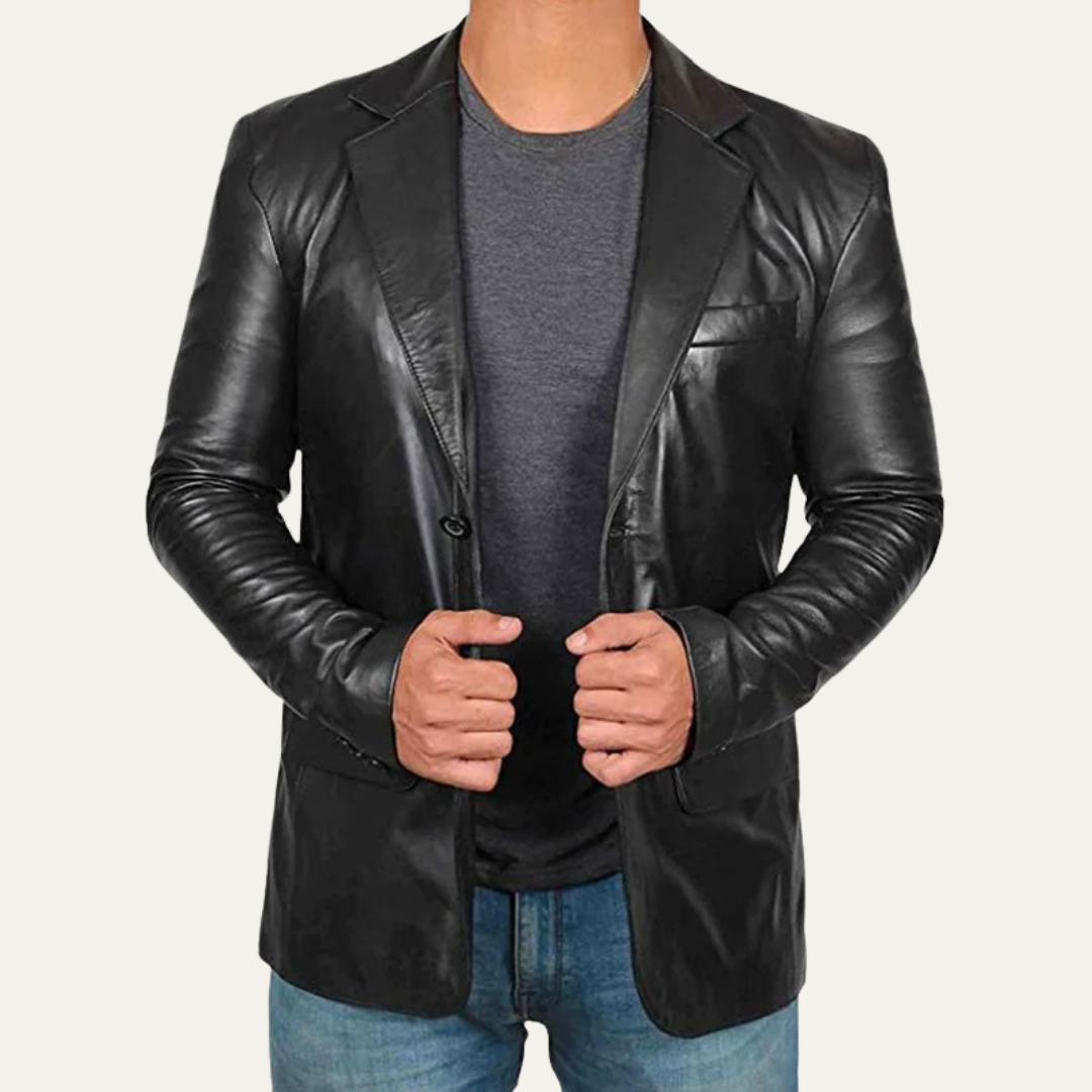 Men's Slim Fit Synthetic Leather Jacket