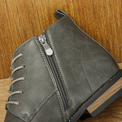 Stylish Men's Leather Zip Up Ankle Boots