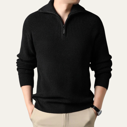 Men's Classic Crew Neck Quarter Zip Sweater