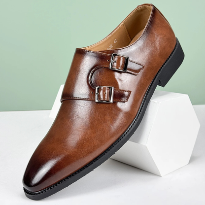 Classic Italian Leather Double Strap Dress Shoes