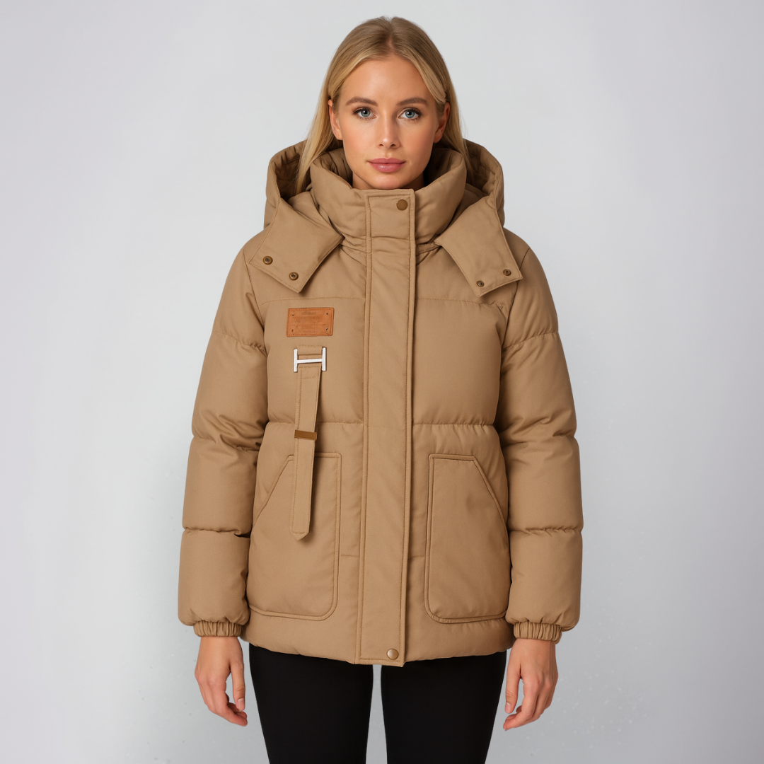 Warm Women's Parka Coat with Lace Details