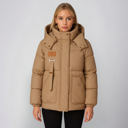 Warm Women's Parka Coat with Lace Details