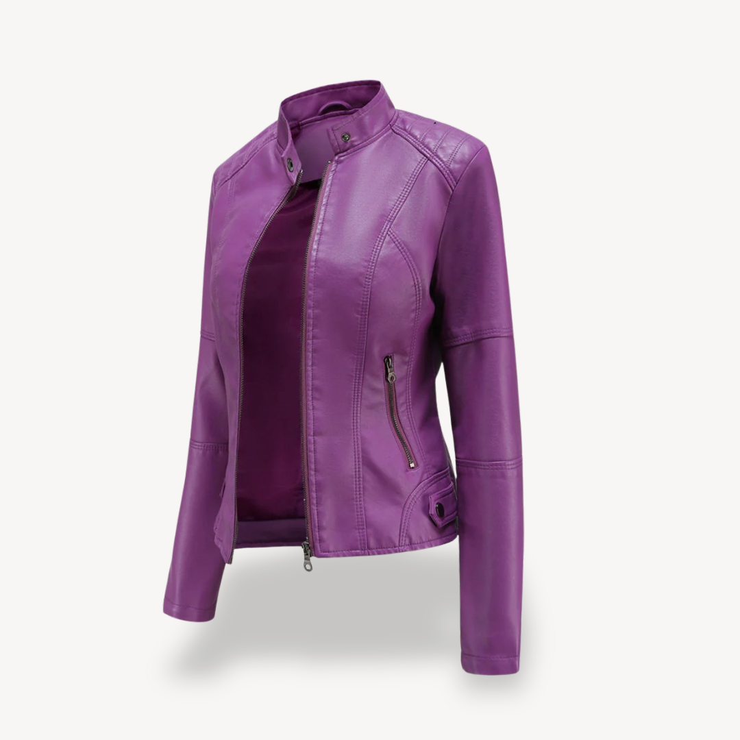 Ladies Synthetic Leather Motorcycle Jacket