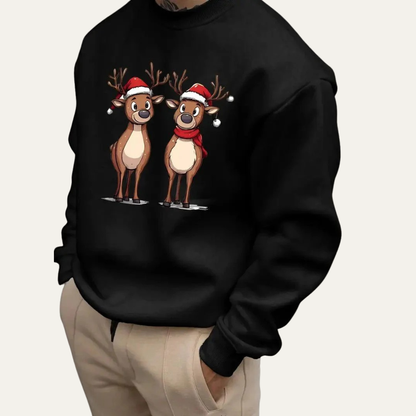 Fun Holiday Reindeer Crew Neck Sweater