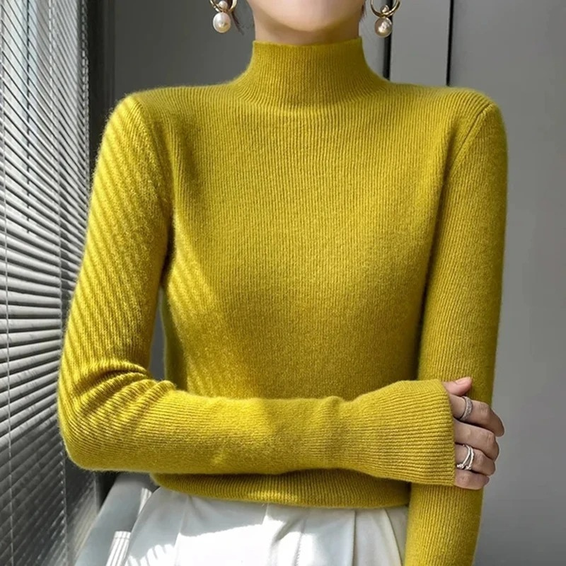 Cozy Fitted Ladies Wool Winter Sweater