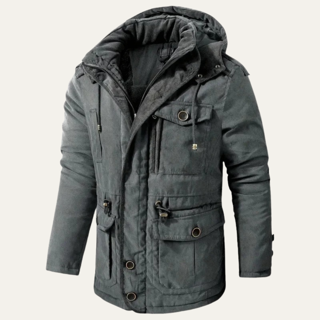 Rugged Corduroy Work Jacket with Faux Fur Collar