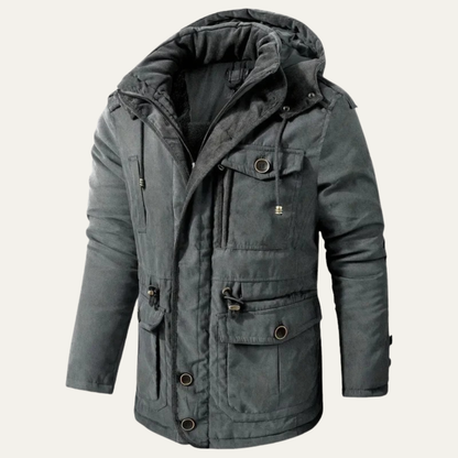 Rugged Corduroy Work Jacket with Faux Fur Collar