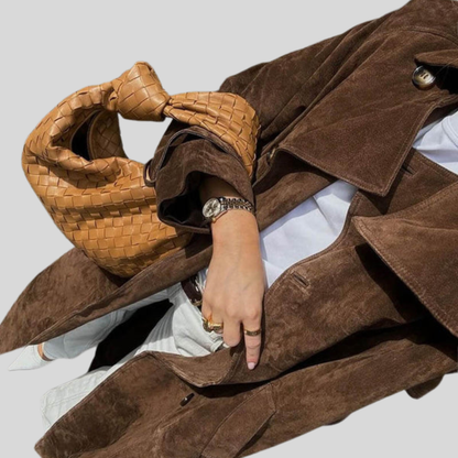 Timeless Luxury Suede Trench Coat
