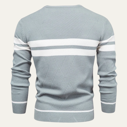 Classic Two Tone Crew Neck Knit Sweater