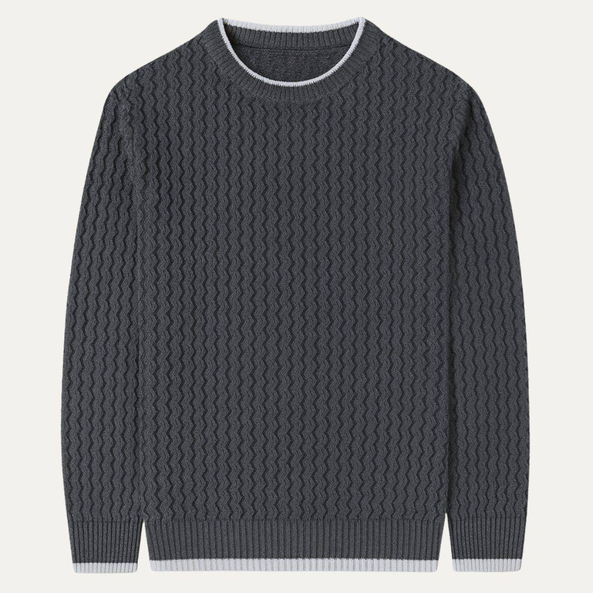 Men's Cozy Cable Knit Crew Neck Sweater - OutfitLondon