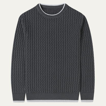 Men's Cozy Cable Knit Crew Neck Sweater - OutfitLondon