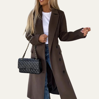 Classic Fit Women's Coat with Notched Collar - OutfitLondon