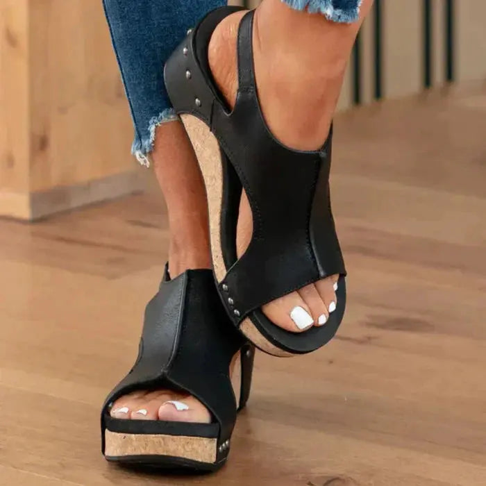 Chic High Heel Wedge Sandals