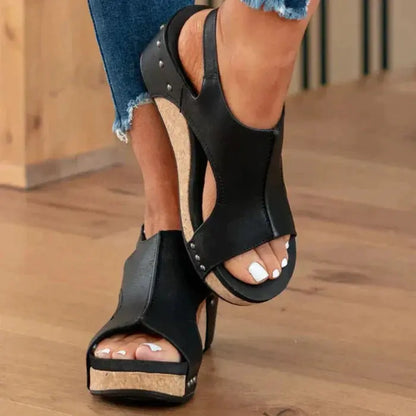 Chic High Heel Wedge Sandals