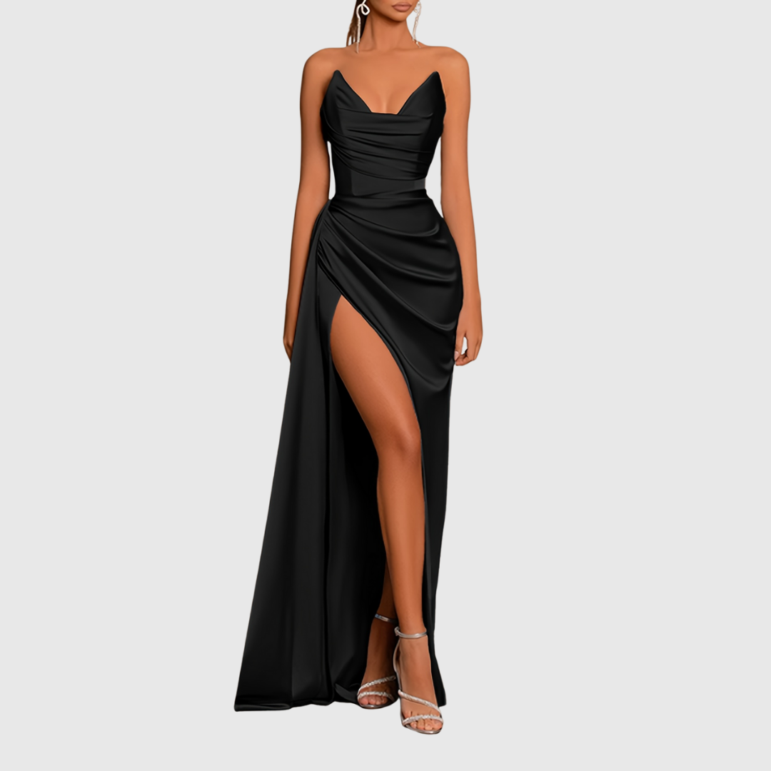Elegant Long Satin Evening Dress