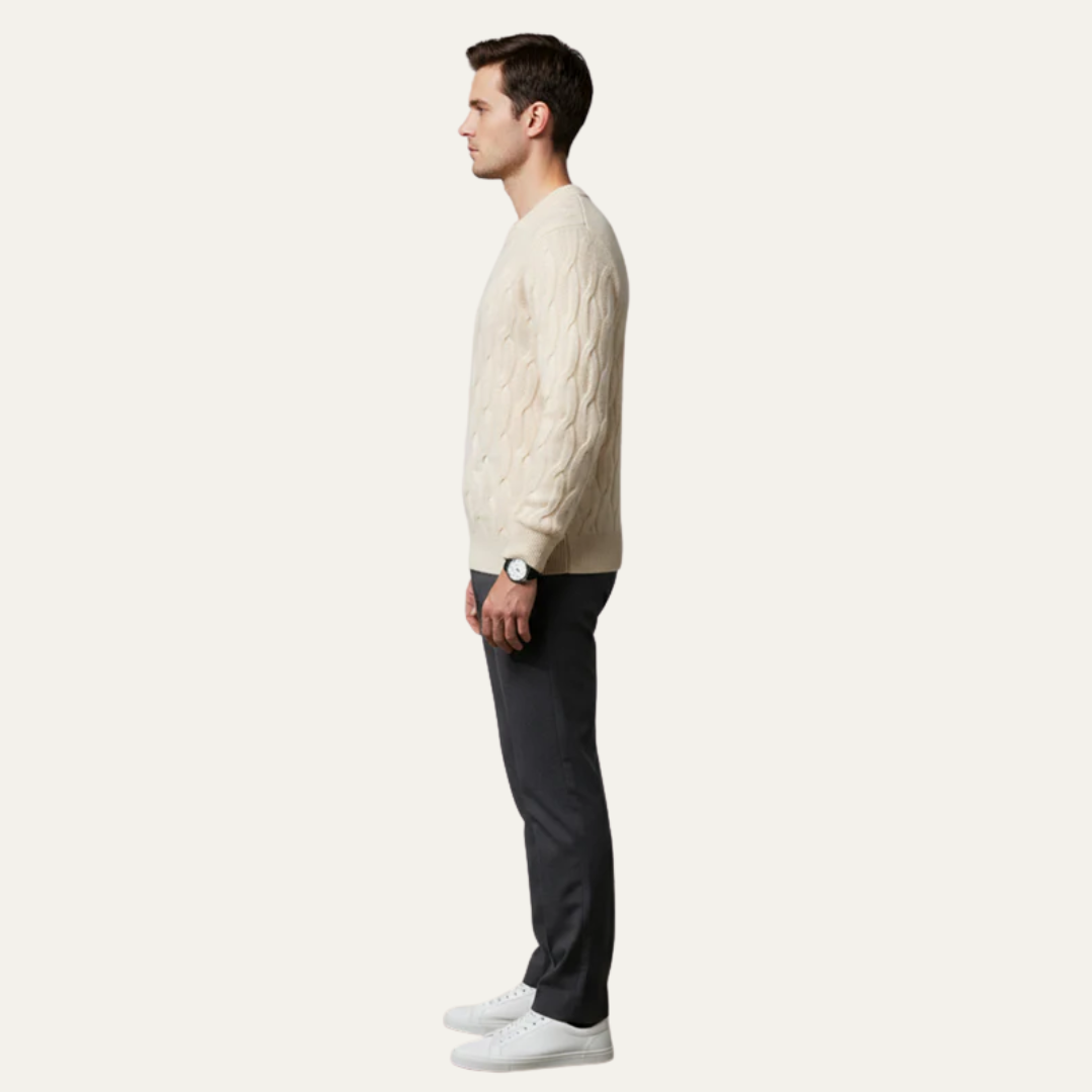 Comfortable Crew Neck Cable Knit Sweater