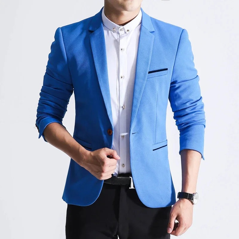 Slim Fit Classic One Button Mens Blazer