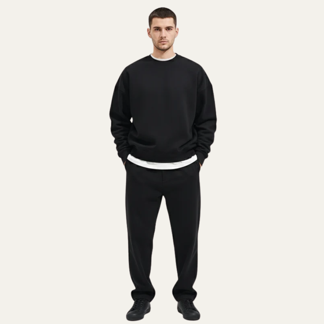 Relaxed Fit Crew Neck Sweatshirt With Raw Edge Detail