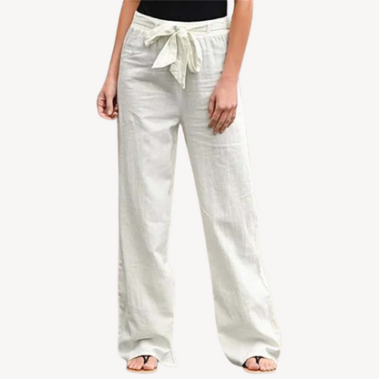 Relaxed Fit Wide Leg Cotton Trousers - OutfitLondon