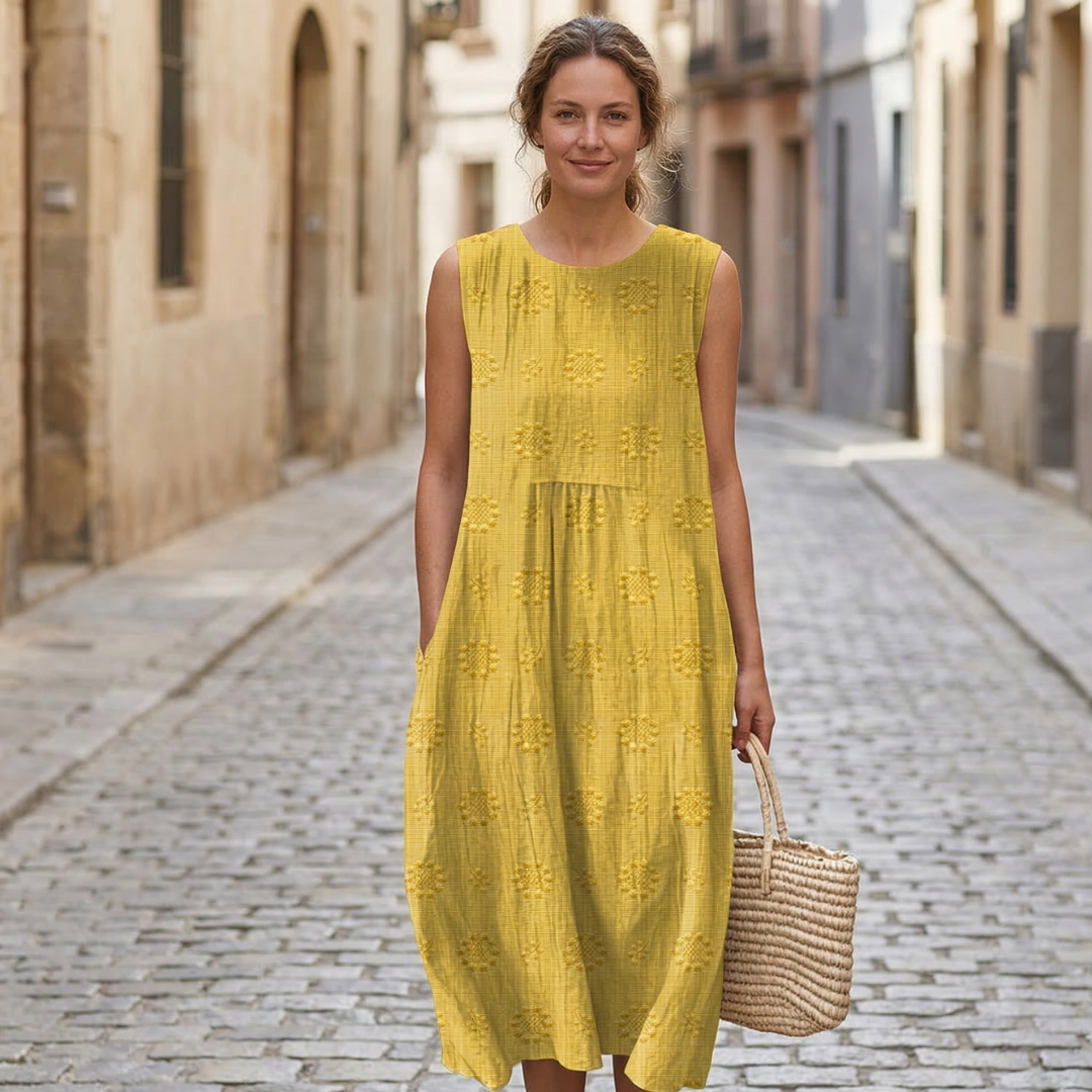 Comfortable Cap Sleeveless Midi Summer Dress