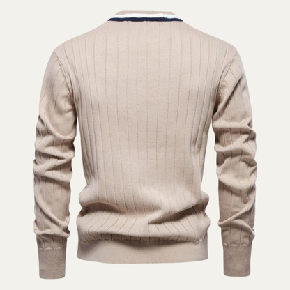 Men's Classic Crew Neck Striped Sweater Cardigan