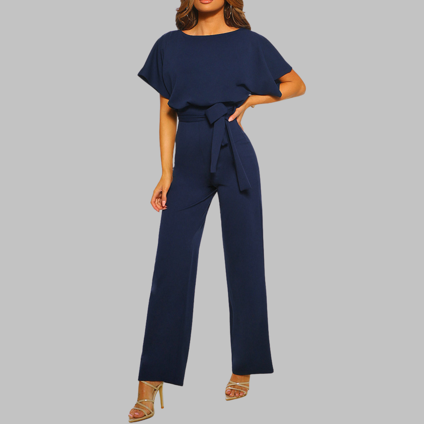 Relaxed Fit V Neck Batwing Jumpsuit