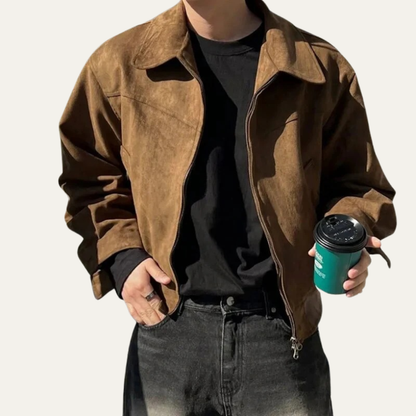 Men's Short Zip Up Denim Jacket