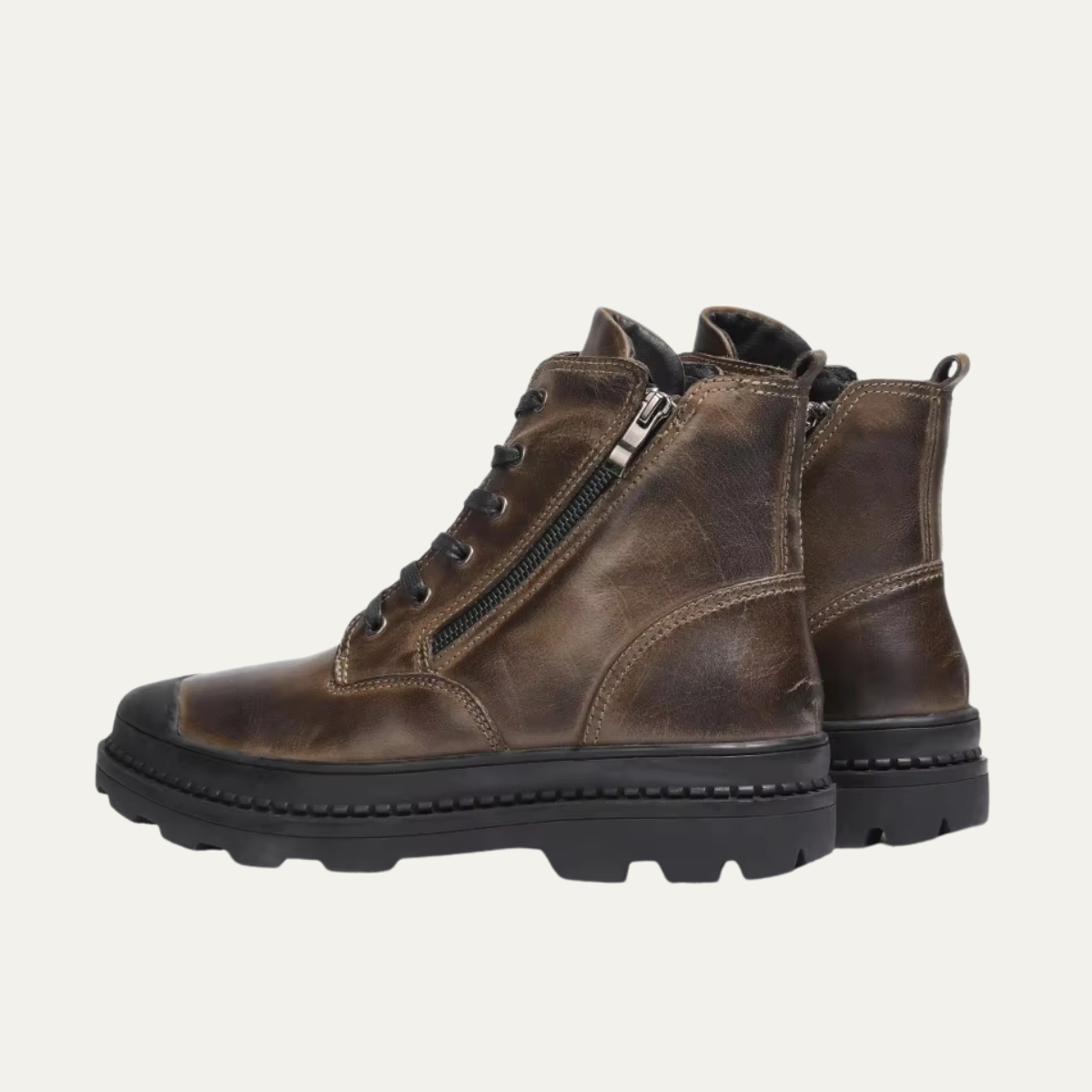 Insulated Men's Leather Snow Boots with Fur Lining