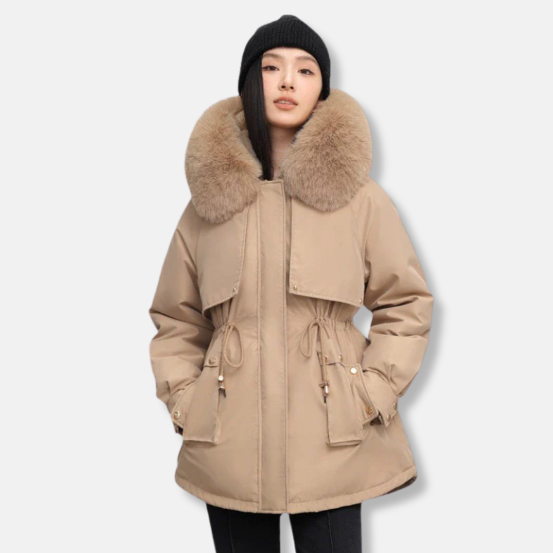 Waterproof Women's Parka Coat with Removable Fur Trim