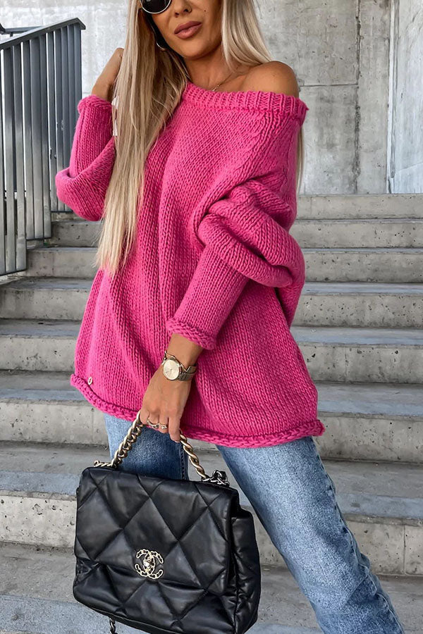 Cozy Large Crew Neck Luxury Cashmere Sweater