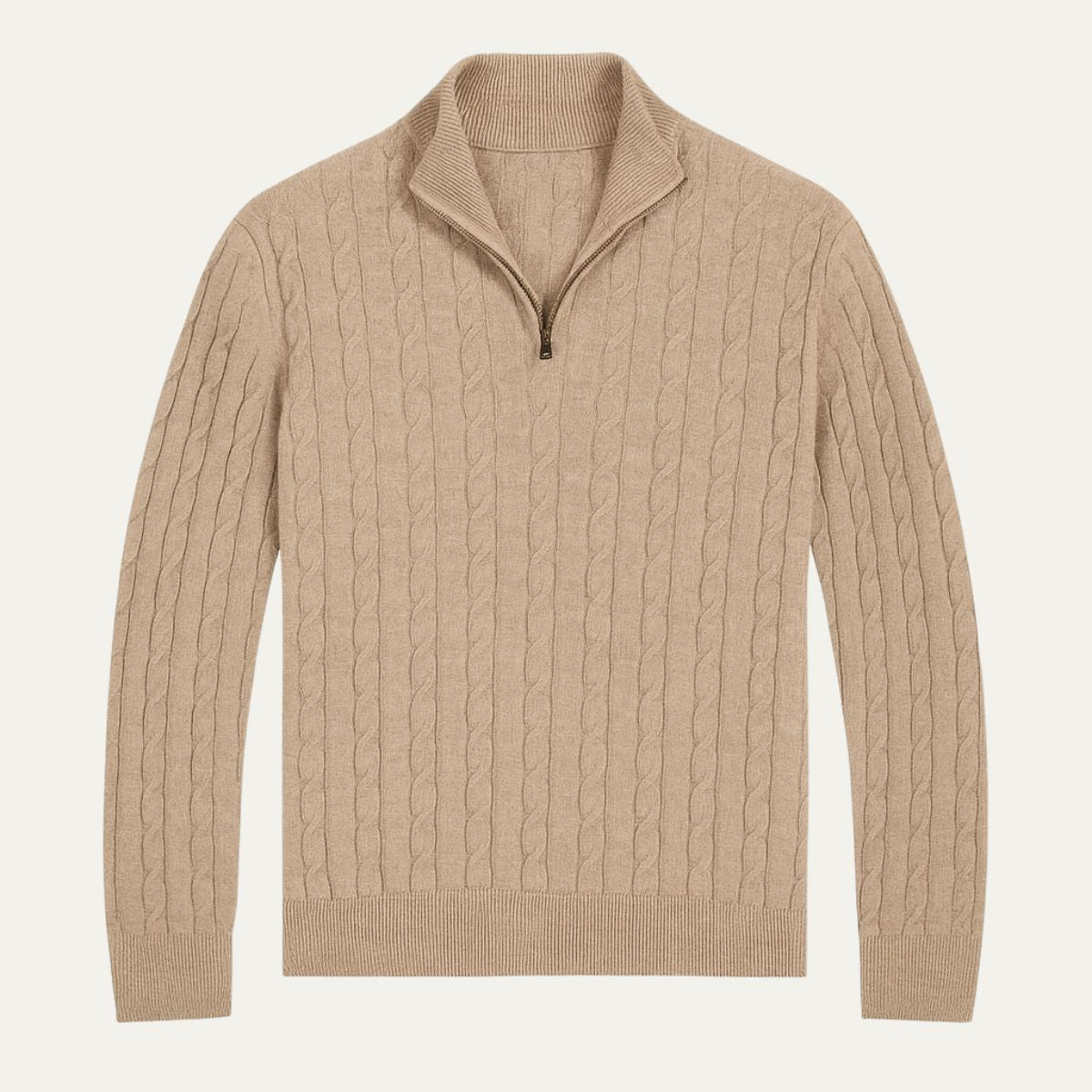 Classic Cable Knit Men's Zip Sweater