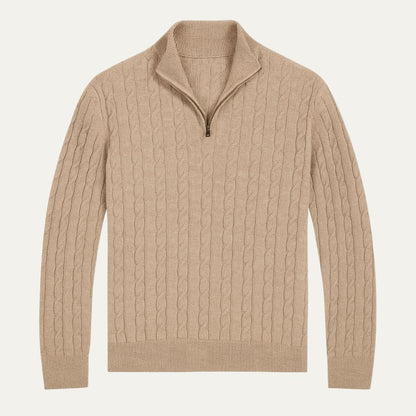 Classic Cable Knit Men's Zip Sweater