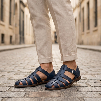 Comfortable Leather Summer Sandals for Men Buckle Strap