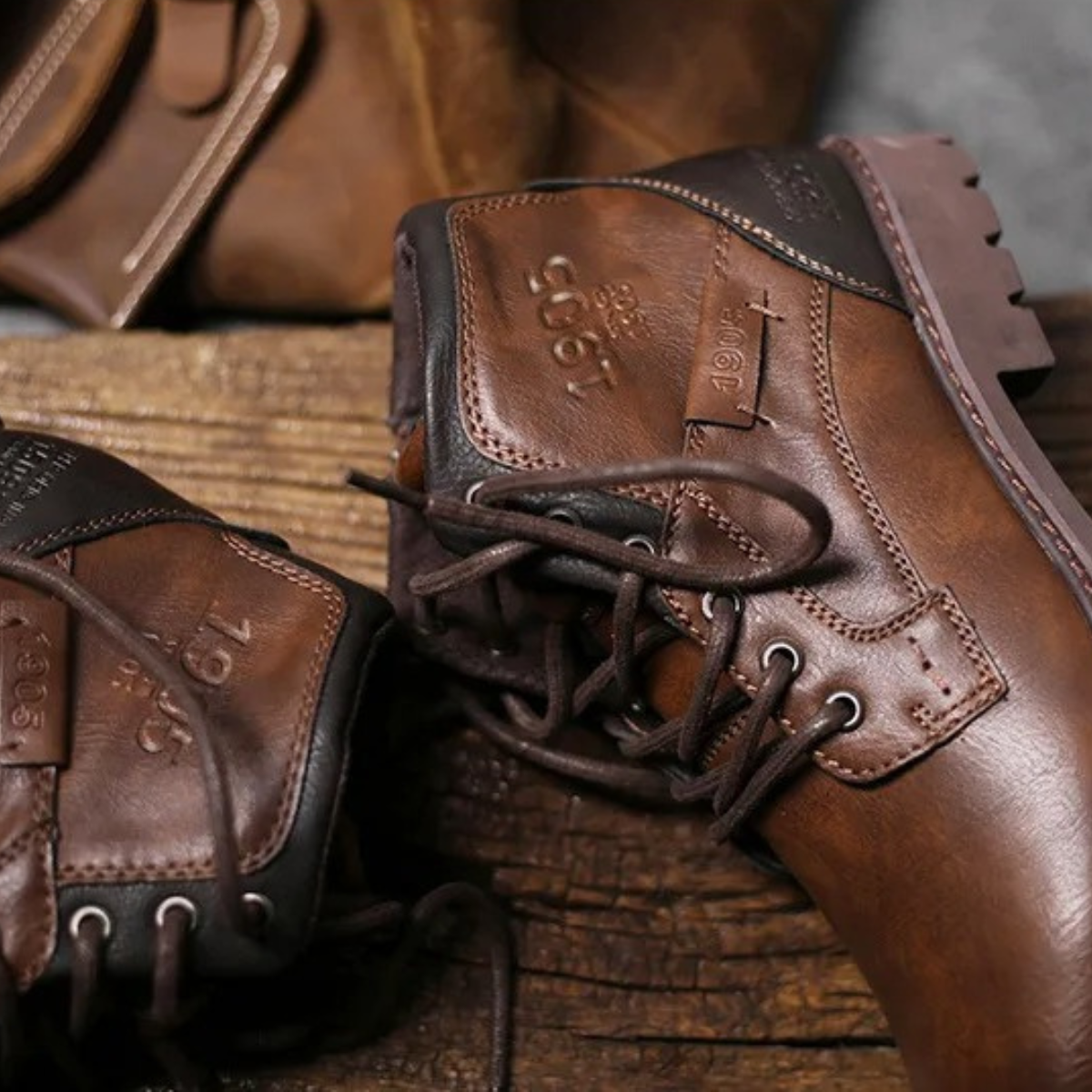 Brown Leather Ankle Boots for Men