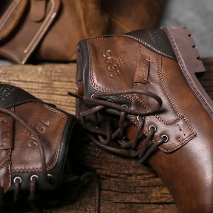 Brown Leather Ankle Boots for Men