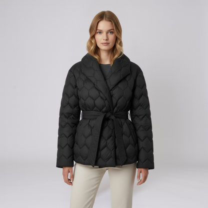 Warm Women's Down Parka Jacket with Belt