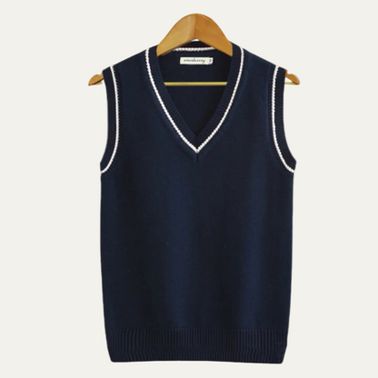 Men's Knit Striped V Neck Sweater Vest