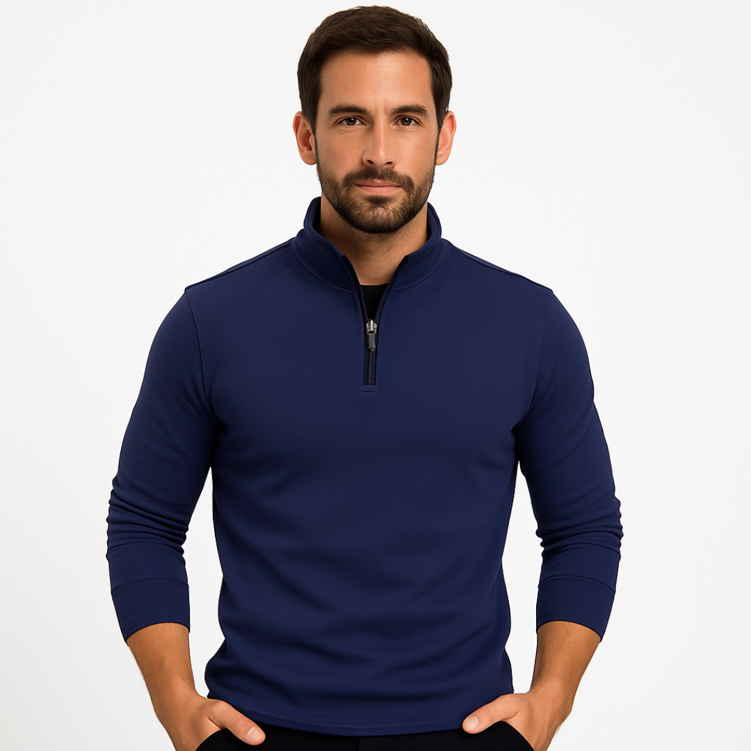 Slim Fit Men's Quarter Zip Sweater - OutfitLondon