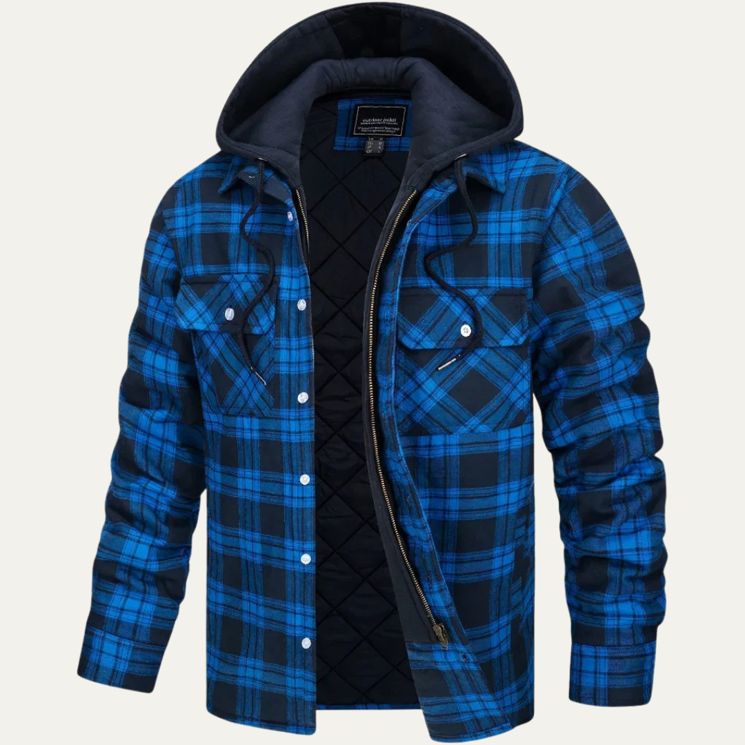 Warm Plaid Hooded Jacket for Men