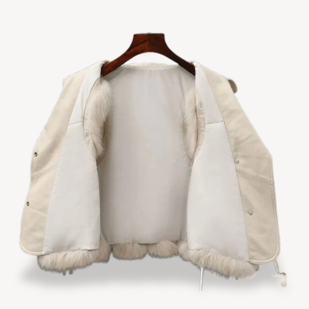 Synthetic Fur Faux Leather Waistcoat for Ladies
