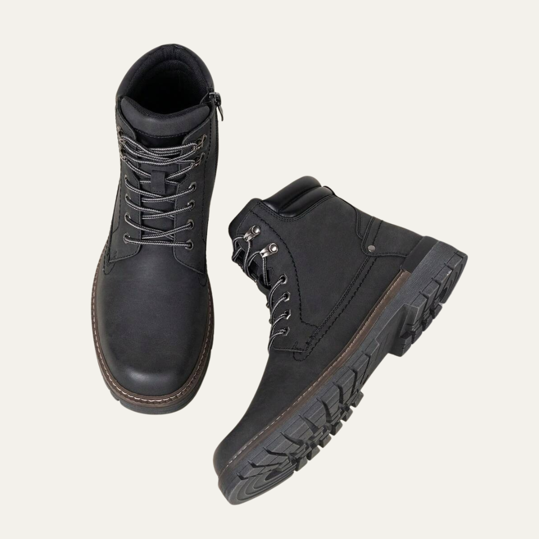 Tough Tactical Lace Up Ankle Boots with Rubber Sole