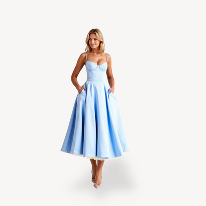 Casual Fit Midi Dress with Pockets for Women