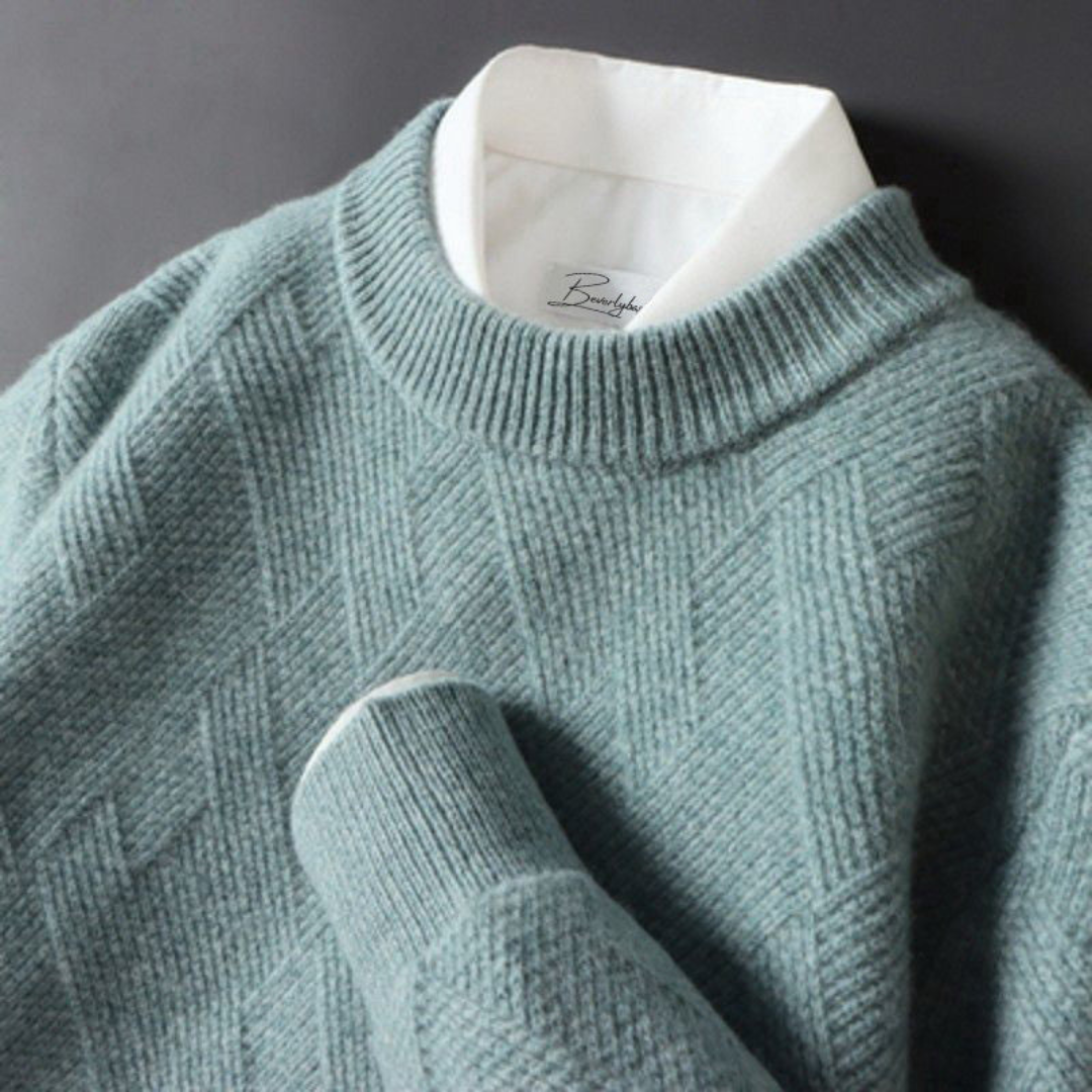 Warm Textured Crew Neck Sweater