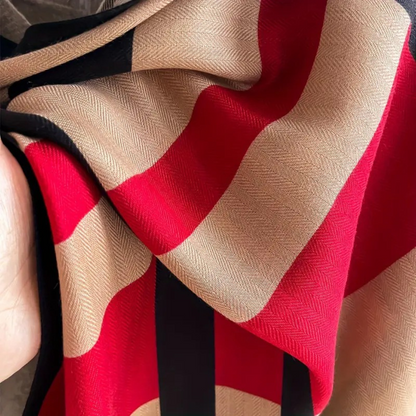 Classic Red Checkered Wrap Scarf for Ladies