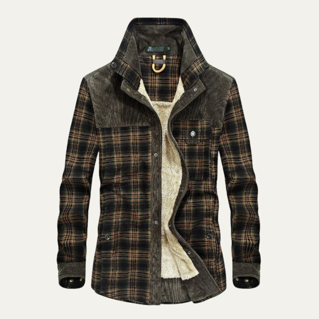 Warm Plaid Fleece Lined Shirt Jacket
