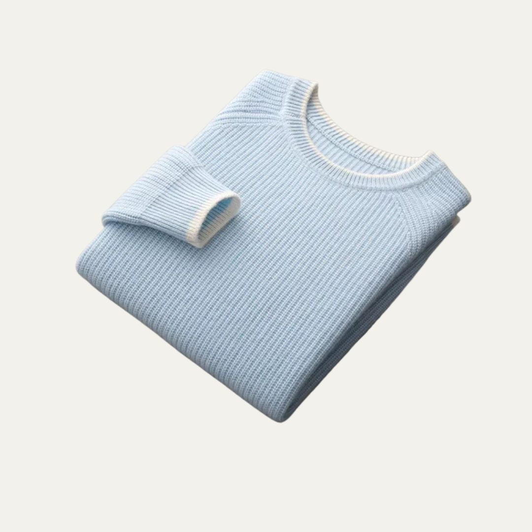 Classic Fit Crew Neck Jumper with Contrast Edging