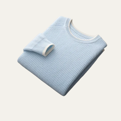 Classic Fit Crew Neck Jumper with Contrast Edging